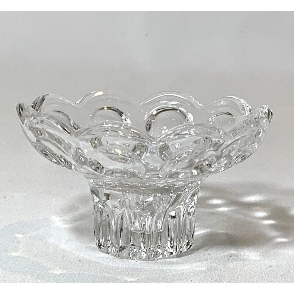 Gorham Candle Holder‎ Crystal Vintage Round Pedestal 4 inch wide Taper Ball